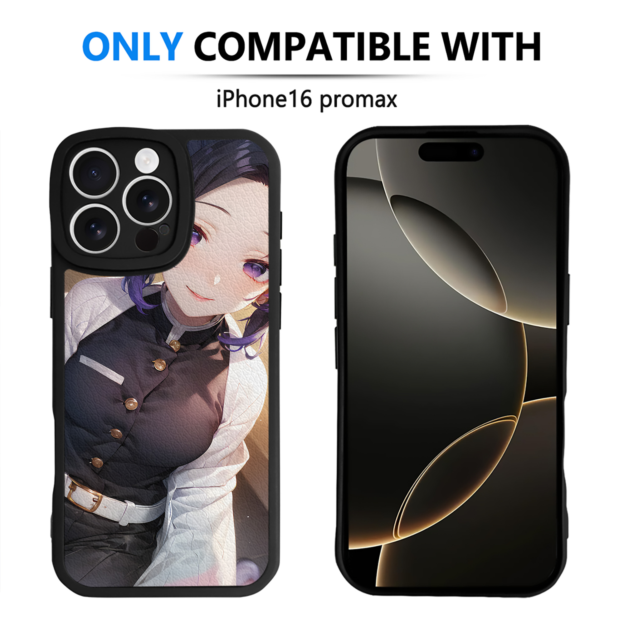 （画像用） 鬼滅の刃（きめつのやいば）蟲柱-胡蝶 しのぶ／こちょう しのぶ Kochou Shinobu 【iPhone 16シリーズ対応】シリコンスマホケース（レザー調） 材質：シリコン